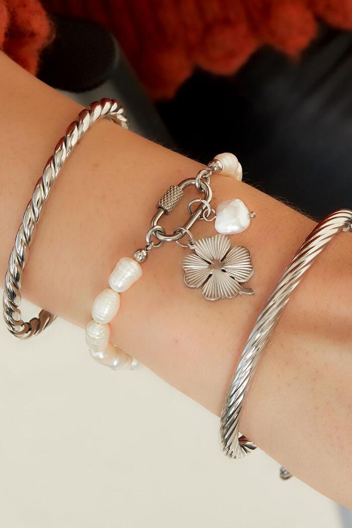 Bracelet de perles avec fermeture ovale Argenté Image2